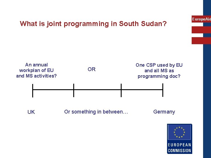 What is joint programming in South Sudan? An annual workplan of EU and MS