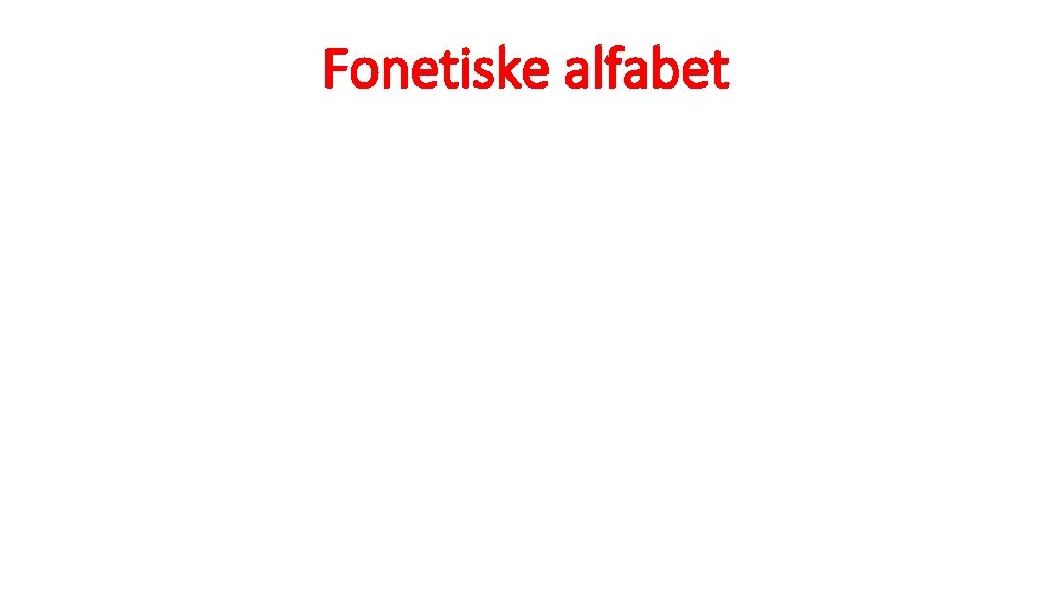 Fonetiske alfabet 