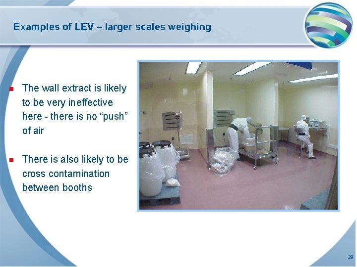 Examples of LEV – larger scales weighing n The wall extract is likely to
