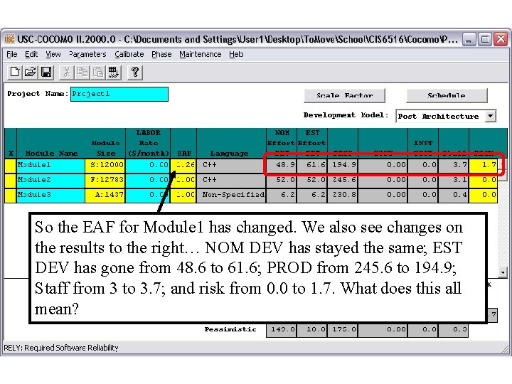 So the EAF for Module 1 has changed. We also see changes on the