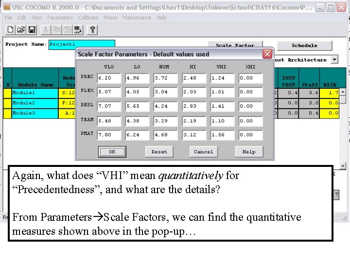 Again, what does “VHI” mean quantitatively for “Precedentedness”, and what are the details? From