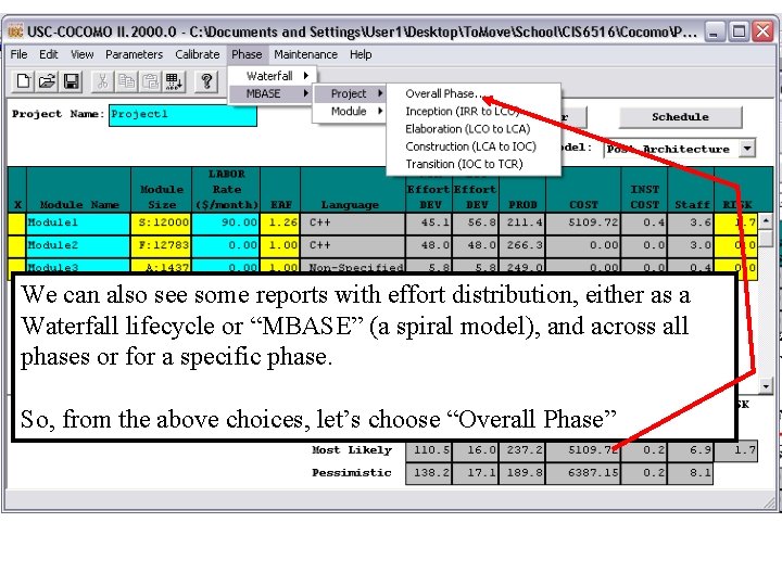 We can also see some reports with effort distribution, either as a Waterfall lifecycle