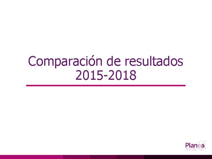 Comparación de resultados 2015 -2018 