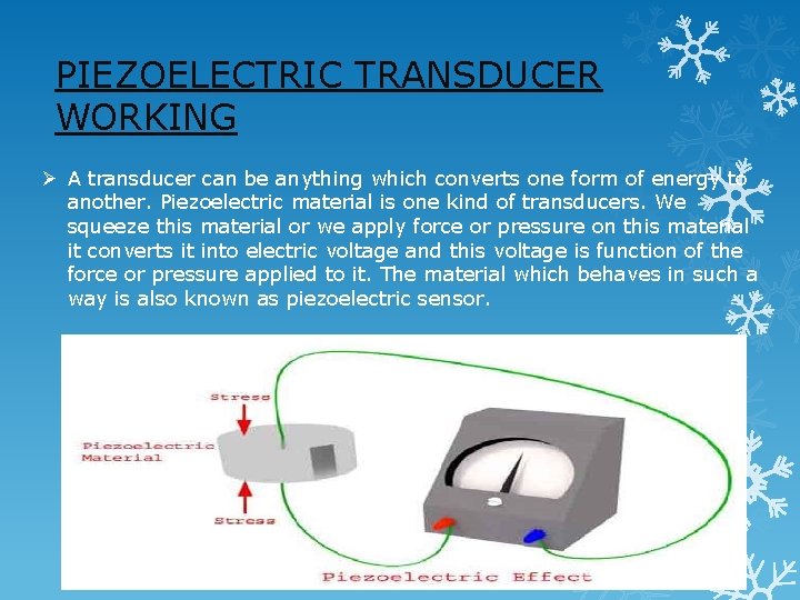 PIEZOELECTRIC TRANSDUCER WORKING Ø A transducer can be anything which converts one form of