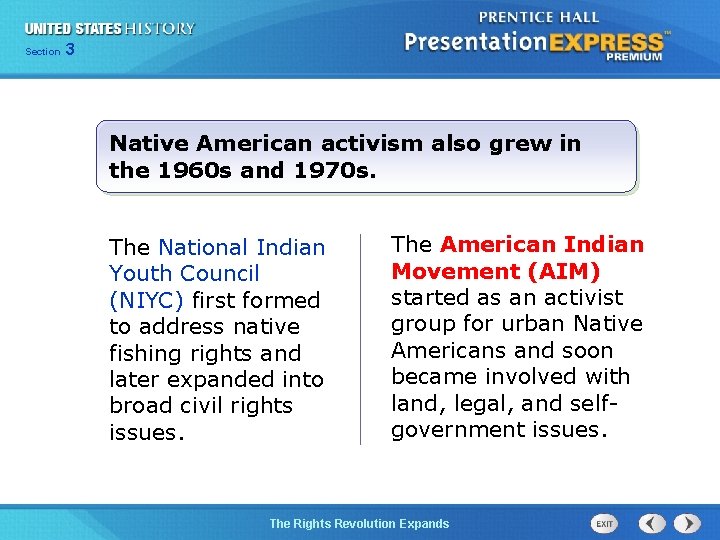 Chapter Section 25 Section 1 3 Native American activism also grew in the 1960