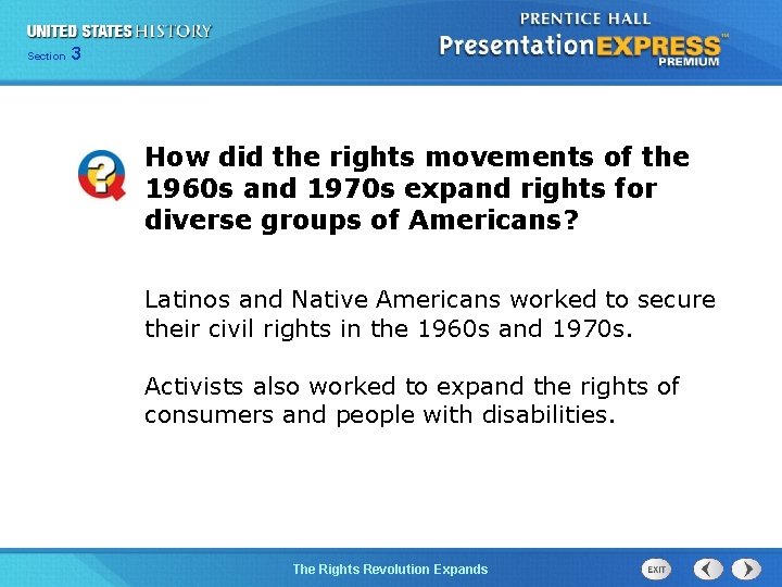 Chapter Section 25 Section 1 3 How did the rights movements of the 1960