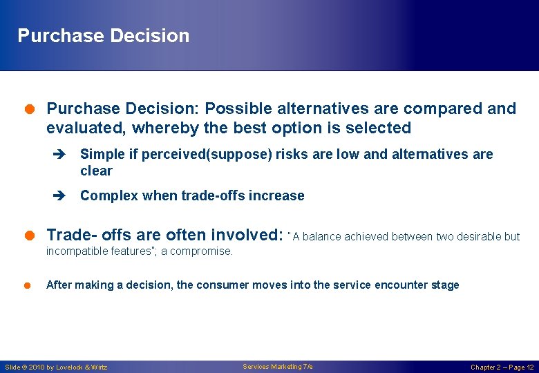 Purchase Decision = Purchase Decision: Possible alternatives are compared and evaluated, whereby the best