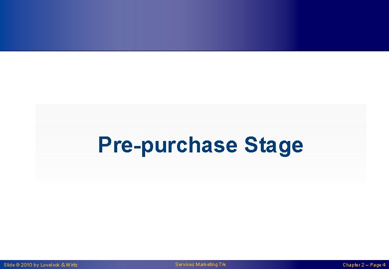 Pre-purchase Stage Slide © 2010 by Lovelock & Wirtz Services Marketing 7/e Chapter 2