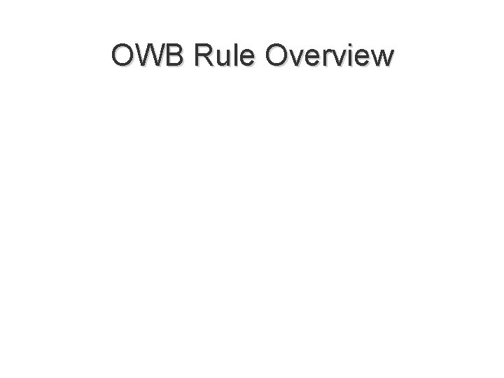 OWB Rule Overview 