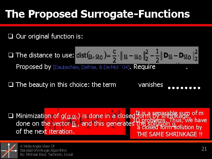 The Proposed Surrogate-Functions q Our original function is: q The distance to use: Proposed