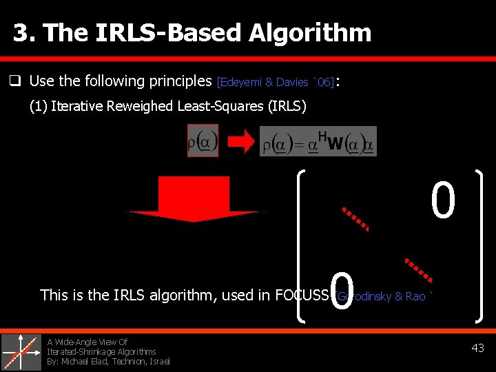 3. The IRLS-Based Algorithm q Use the following principles [Edeyemi & Davies `06]: (1)