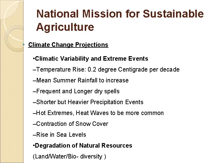 National Mission for Sustainable AgricultureNMSA Operational Guidelines ...