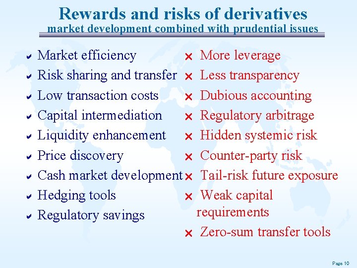 Rewards and risks of derivatives market development combined with prudential issues a Market efficiency Rewards and risks of derivatives market development combined with prudential issues a Market efficiency