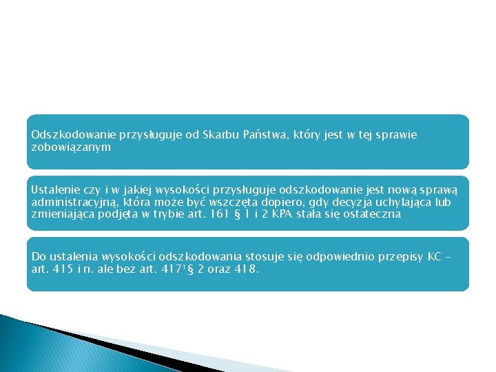 Odszkodowanie przysługuje od Skarbu Państwa, który jest w tej sprawie zobowiązanym Ustalenie czy i