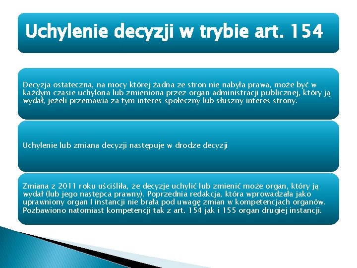 Uchylenie decyzji w trybie art. 154 Decyzja ostateczna, na mocy której żadna ze stron