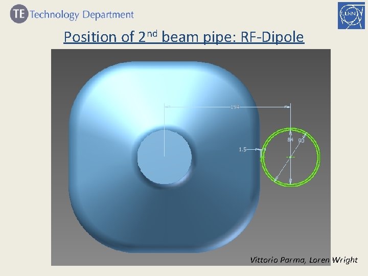 Position of 2 nd beam pipe: RF-Dipole Vittorio Parma, Loren Wright 