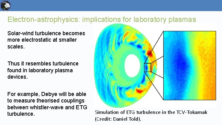 Electron-astrophysics: implications for laboratory plasmas Solar-wind turbulence becomes more electrostatic at smaller scales. Thus