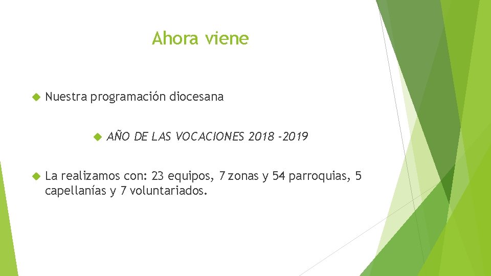 Ahora viene Nuestra programación diocesana AÑO DE LAS VOCACIONES 2018 -2019 La realizamos con: