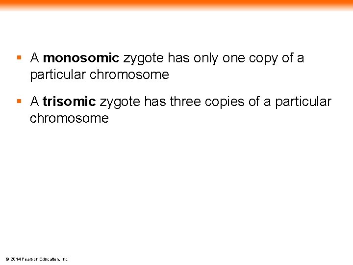 § A monosomic zygote has only one copy of a particular chromosome § A