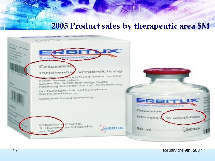 2005 Product sales by therapeutic area $M 17 February the 9 th, 2007 