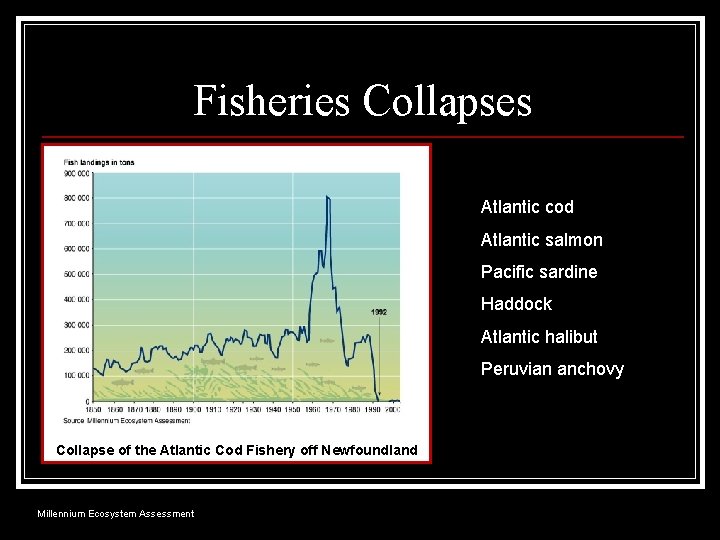 Fisheries Collapses Atlantic cod Atlantic salmon Pacific sardine Haddock Atlantic halibut Peruvian anchovy Collapse