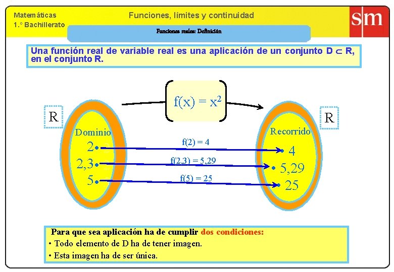 Matemáticas 1. º Bachillerato 9. Funciones, límites yy continuidad 1. º Bachillerato Funciones reales: