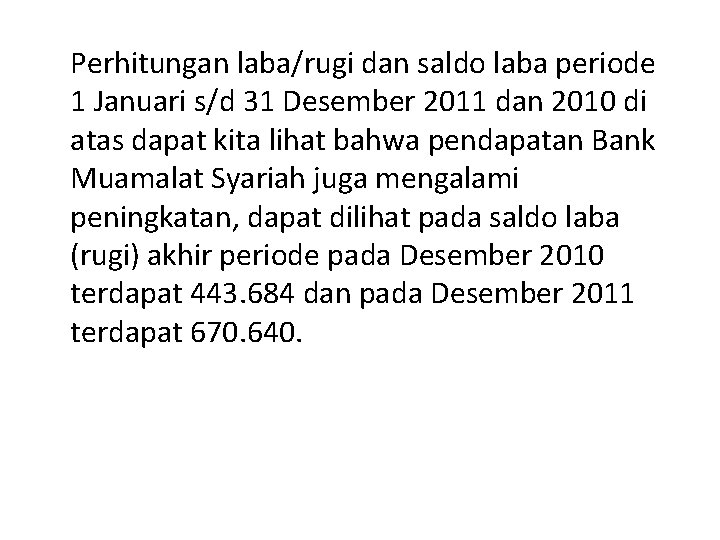 Perhitungan laba/rugi dan saldo laba periode 1 Januari s/d 31 Desember 2011 dan 2010