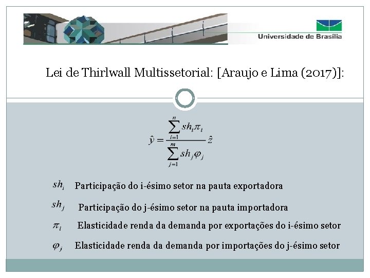 Lei de Thirlwall Multissetorial: [Araujo e Lima (2017)]: Participação do i-ésimo setor na pauta