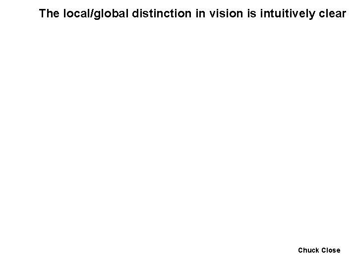 The local/global distinction in vision is intuitively clear Chuck Close 