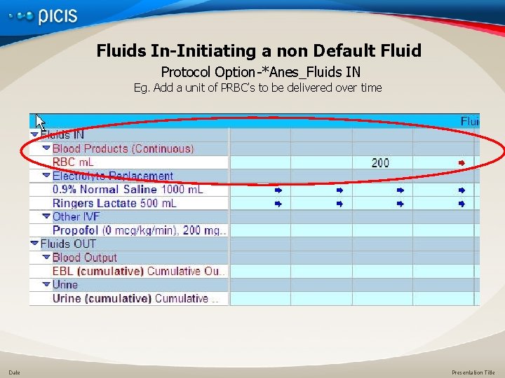 Fluids In-Initiating a non Default Fluid Protocol Option-*Anes_Fluids IN Eg. Add a unit of