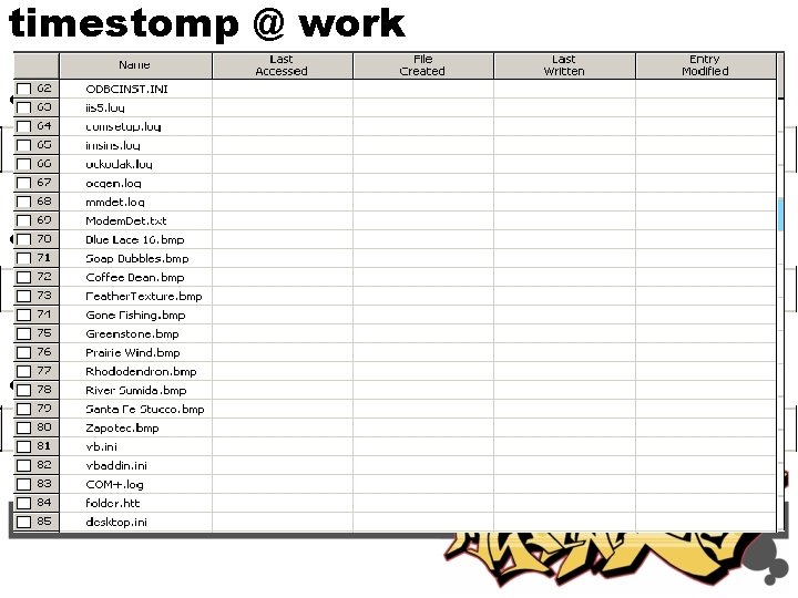 timestomp @ work • normal • after setting values (-z “Monday 05/05/2005 05: 05