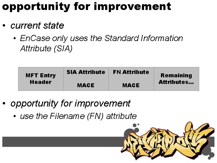 opportunity for improvement • current state • En. Case only uses the Standard Information