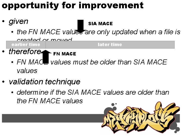opportunity for improvement • given SIA MACE • the FN MACE values are only