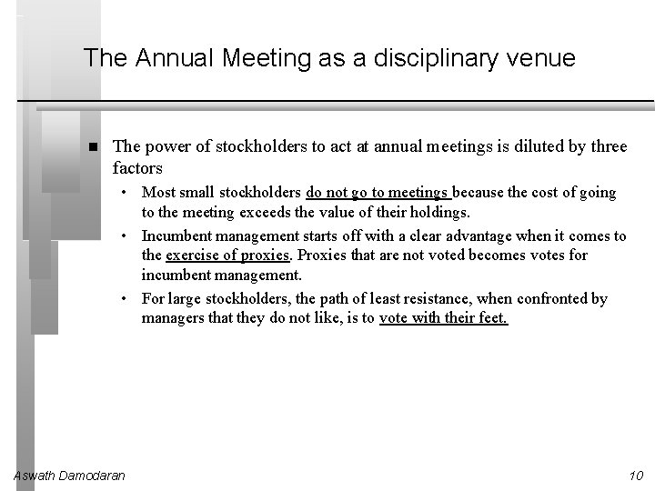 The Annual Meeting as a disciplinary venue The power of stockholders to act at