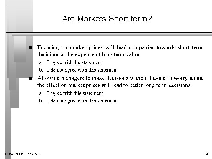 Are Markets Short term? Focusing on market prices will lead companies towards short term