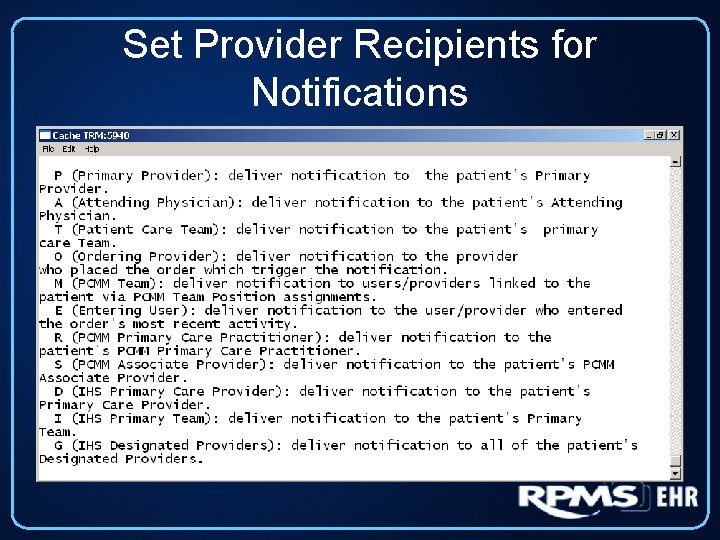 Set Provider Recipients for Notifications 