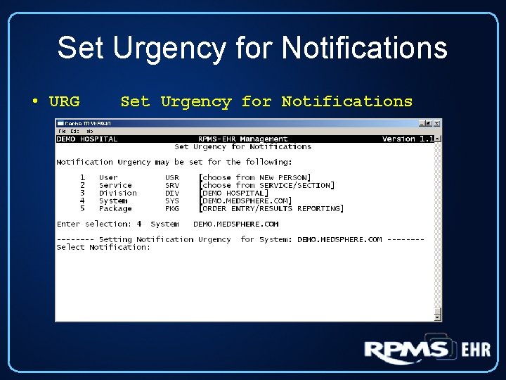 Set Urgency for Notifications • URG Set Urgency for Notifications 