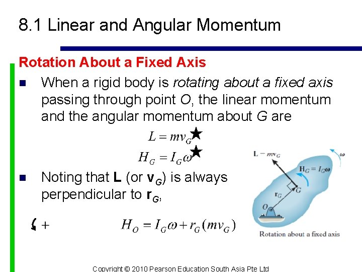 8. 1 Linear and Angular Momentum Rotation About a Fixed Axis n When a
