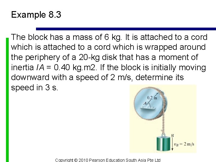 Example 8. 3 The block has a mass of 6 kg. It is attached