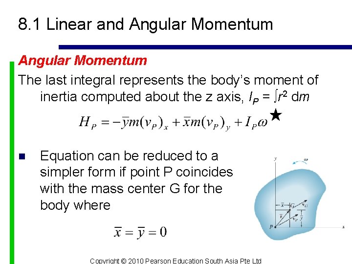 8. 1 Linear and Angular Momentum The last integral represents the body’s moment of