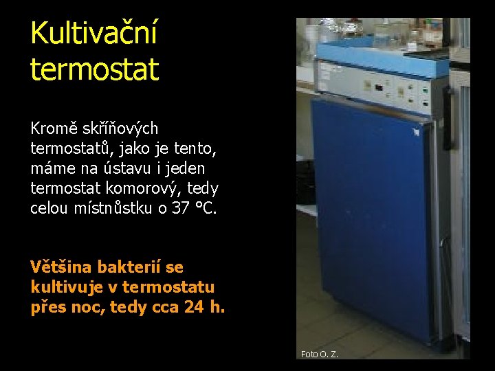 Kultivační termostat Kromě skříňových termostatů, jako je tento, máme na ústavu i jeden termostat