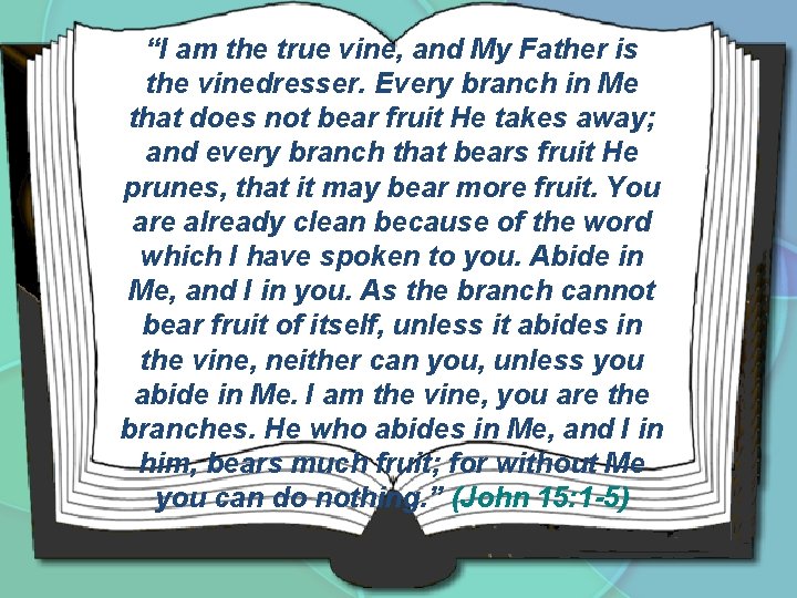 “I am the true vine, and My Father is the vinedresser. Every branch in