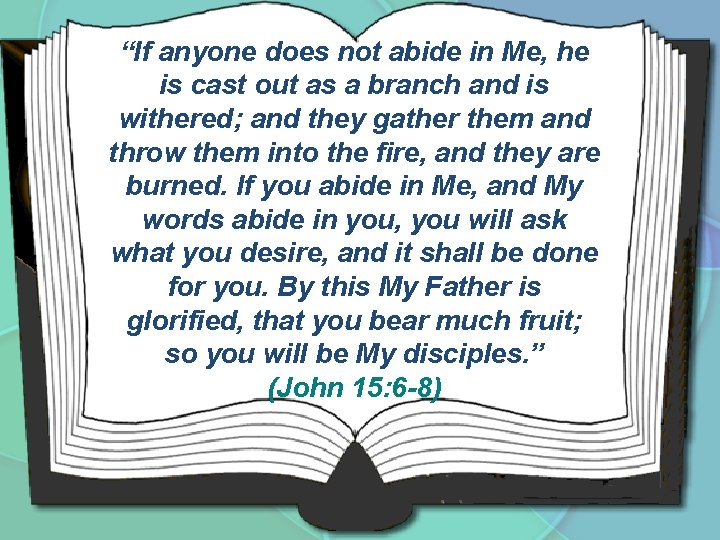 “If anyone does not abide in Me, he is cast out as a branch