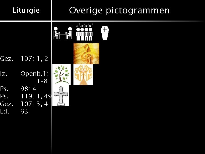 Liturgie Gez. 107: 1, 2 lz. Openb. 1: 1 -8 98: 4 119: 1,