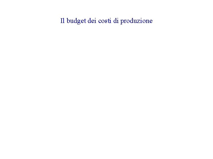 Il budget dei costi di produzione 