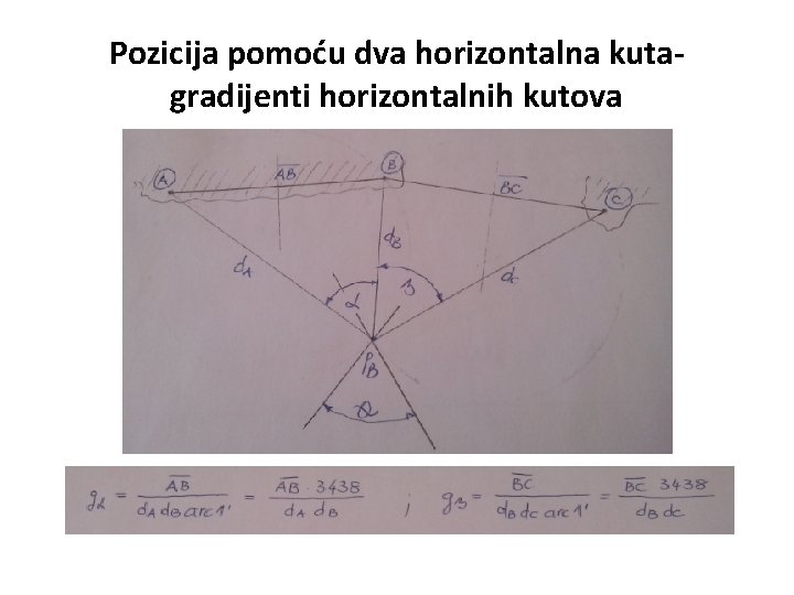 Pozicija pomoću dva horizontalna kutagradijenti horizontalnih kutova 