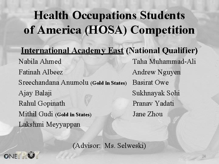 Health Occupations Students of America (HOSA) Competition International Academy East (National Qualifier) Nabila Ahmed