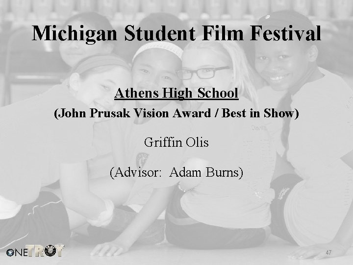 Michigan Student Film Festival Athens High School (John Prusak Vision Award / Best in