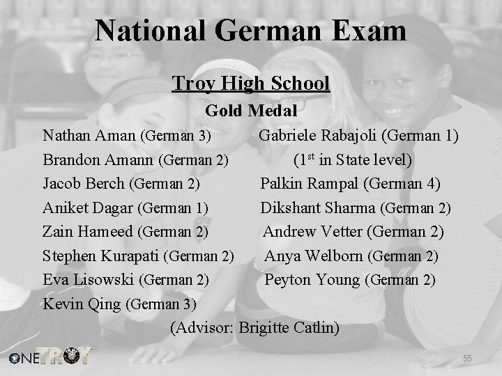 National German Exam Troy High School Gold Medal Nathan Aman (German 3) Gabriele Rabajoli