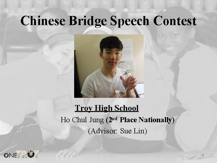 Chinese Bridge Speech Contest Troy High School Ho Chul Jung (2 nd Place Nationally)